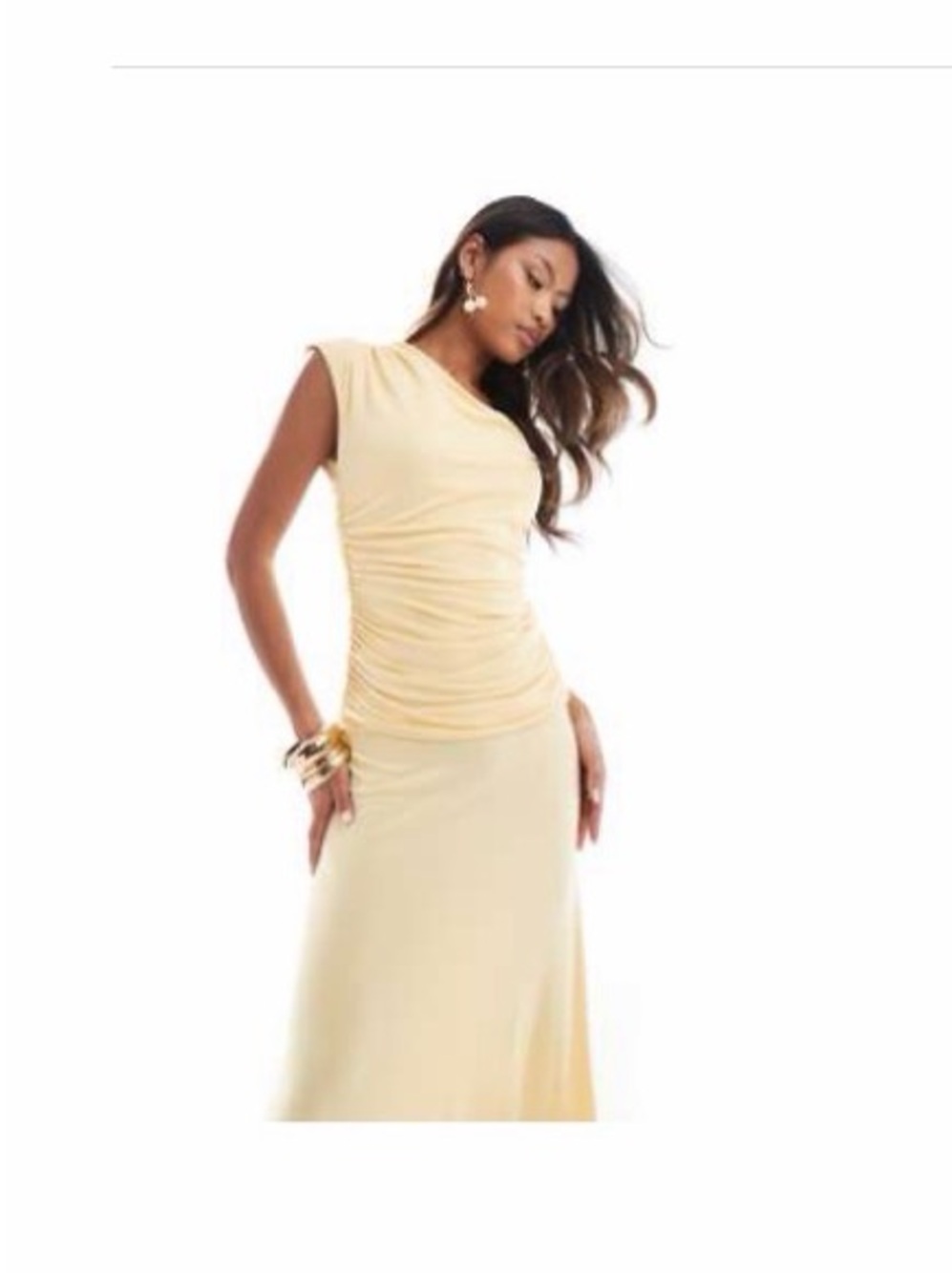 One Shouldwe Ruched Waist Maxi Dress